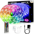 DAYBETTER Waterproof LED Light Strips 66ft, Outdoor LED Strip Lights Color Changing 5050 RGB LED Strip Lights with Remote Control, LED Lights for Indoor Outdoor Use, IP65 (2 Rolls of 33ft)