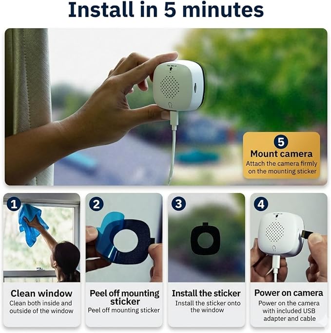 Girafit 3MP 2K Window Camera,2.4GHz & 5GHz WiFi Indoor Cameras for Home Security with ChroMax Al Color Night Vision,Person & Motion Detection,24/7 Recording,Easy & Quick Install