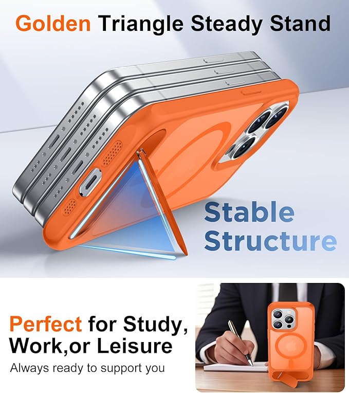 Magnetic Compatible with iPhone 15 Pro Case, [Built-in Invisible Kickstand][Compatible with MagSafe][Military Grade Shockproof] Slim Translucent Matte Phone Case for iPhone 15 Pro 6.1"