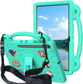 AKABEILA Compatible with Samsung Galaxy Tab A11+ 2025 Tablet Case, Kids Friendly Universal Lightweight Shockproof Protective Case with Shoulder Strap & Stand Handle Mint Green