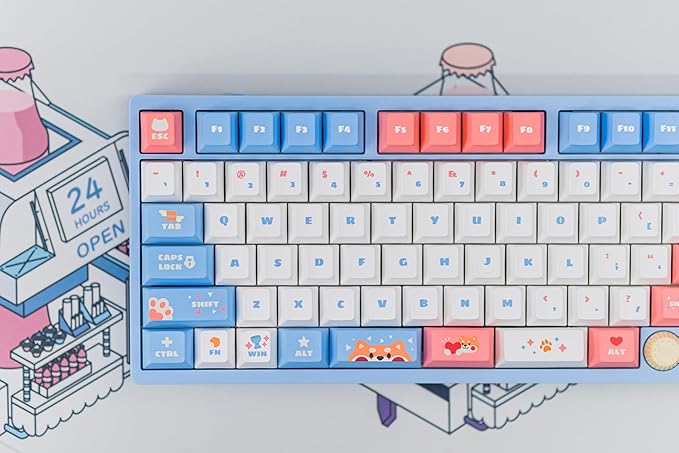 GATERON iG 98 Co-Branded Mechanical Gaming Keyboard, Tri-Mode Hot Swappable Wired/Bluetooth/2.4G Wireless Keyboard with RGB Light for Windows & Mac, PBT Keycaps (Sweet Time, Mini i Switch)