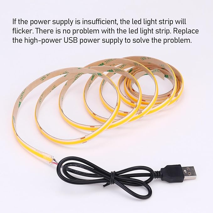 DC 5V USB COB Orange LED Strip Light USB Powered Dimmable IP65 Waterproof 6.6ft/2M 640LEDs with Dimmer High Brightness Flexible LED Tape Lights