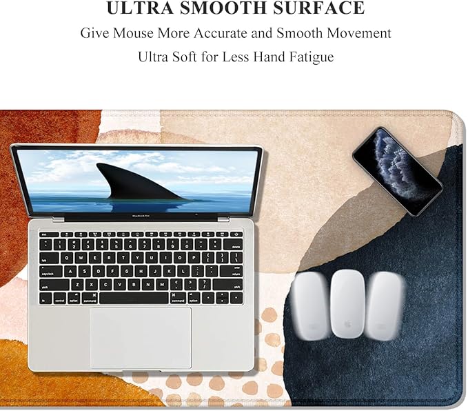 Auhoahsil Large Mouse Pad, XXL Desk Pad, Extened Mousepad 31.5" x 11.8", Non-Slip Rubber Base, Stitched Edges, Superior Surface, Gaming Keyboard Mat, Waterproof Desk Pad, Abstract Stone