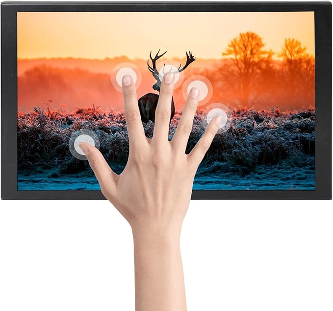 ELECROW 8 Inch Touchscreen Monitor, 1280x800 IPS LCD HD Display with Stand, Portable Capacitive Touch Screen Compatible for Raspberry Pi 3/4/5, Win 11/10/8/7, Jetson Nano, laptops, Game Consoles