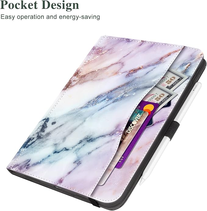 Vimorco for iPad A16 Case 11th Generation 2025 11-inch, for iPad 10th Generation Case 10.9-inch for Girls and Women with Pencil Holder, 3 Adjustable Stands, Auto Sleep/Wake,Card Pocket, Purple Marble