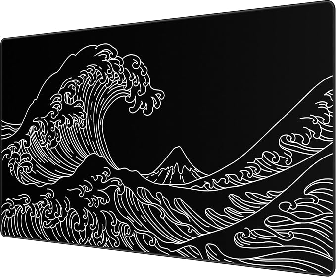 JIALONG Gaming Mouse Pad, Large Mousepad with Non-Slip Rubber Base, Smooth Cloth Surface Desk Keyboard Mat for Computer, PC, Laptop, Desktop 35.4 x 15.7 Inches, Black