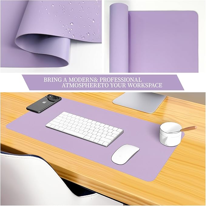 Bloss Purple Leather Desk Mat for Desktop,Desk Protector Pad Mats,Large Gaming Mouse Pad,Dual-Side Office Desks Mats for Keyboard and Mouse, Writing Pad for Office/Home.23.6"x 13.8"