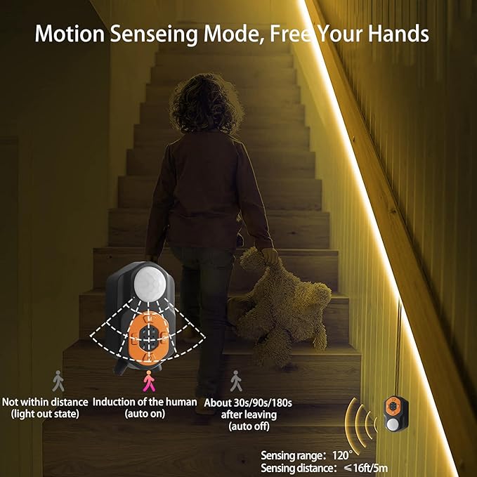 Under Bed Lights Motion Sensor LED Light Strip, 9.84ft 3 Mode RGB Motion Activated Bed Light with Music Sync and Timer, Color Changing Dimmable Night Lights with Remote Mother Day Gift