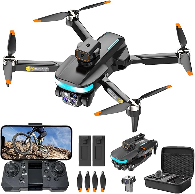 OBEST Mini Drone with Camera,P14 - WiFi VR RC Drone,HD 4K Foldable,2 Batteries, 90° Adjustable Lens,One Key Take Off/Land,Intelligent 360° Obstacle Avoidance,Carrying Case,RC Quadcopter