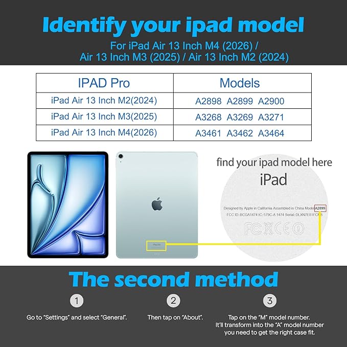 Genuine Leather Case for iPad Air 13 inch M4 2026/M3 2025/M2 2024, with Pencil Holder and Adjustable Stand, Magnetic Closure, Auto Wake/Sleep Cover | Blue