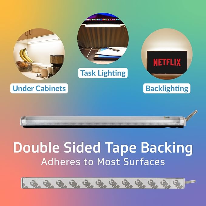 TrueColor USB-Powered LED Light Bar with Frosted Cover for Under Cabinet, Under Monitor, TV Backlight – Easy-Install - Adhesive & Mounting Brackets Included - 100,000 Hours Lifetime (8", Soft White)