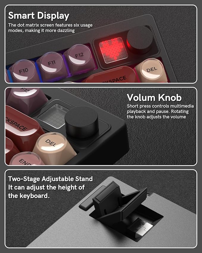 MT75 Lipstick Wireless Mechanical Keyboard, 75% Layout, Hot Swap Gasket Custom Structure, Creamy Pre-lubed Switches Gaming Keyboard with MOA Jelly Keycaps, RGB Backlit, BT5.0/2.4G/USB-C Mode