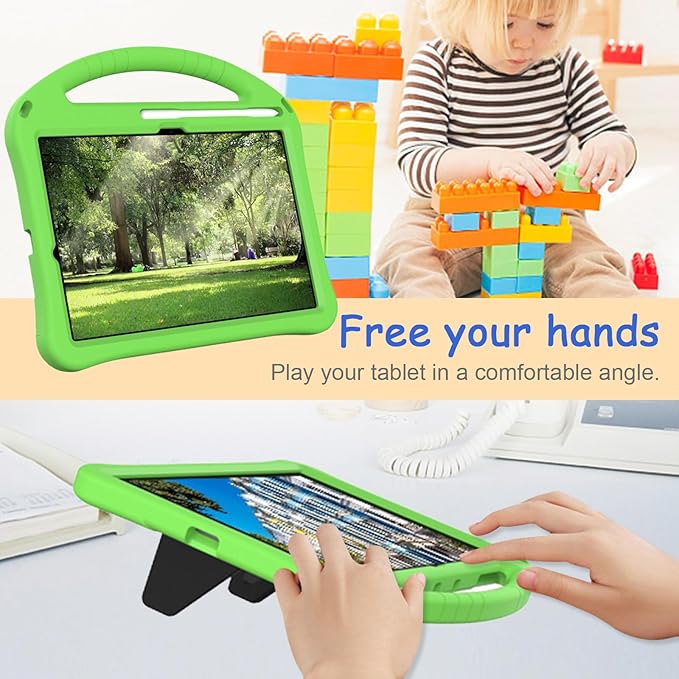 Kids Case for Samsung Galaxy Tab S11 2025 11" Tablet, Techcircle Light Weight Shock Proof EVA Foam Handle Rugged Stand Protective Case, Green
