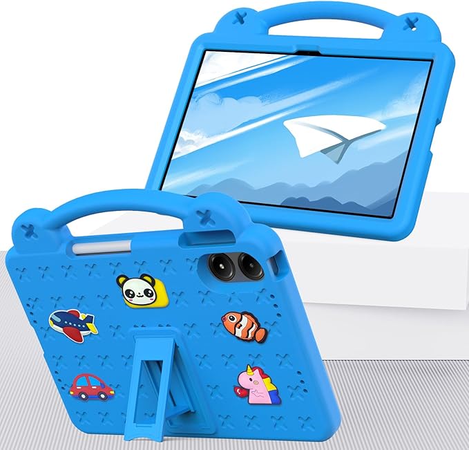 AKABEILA Compatible with Xiaomi Redmi Pad Pro 12.1 2024 Tablet Case, Kids Friendly Universal Lightweight Shockproof Protective Case with Shoulder Strap & Stand Handle Sky Blue