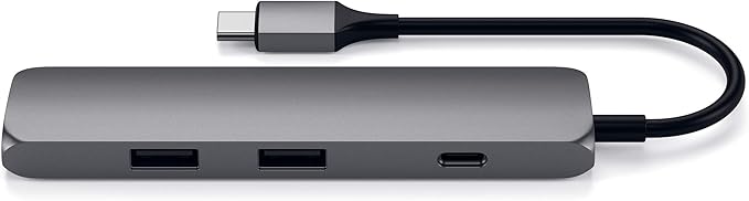 Satechi USB C Hub Multiport Adapter, USB C Docking Station with 4K HDMI, 60W USB C PD Charging, 2 USB-A, for MacBook Pro/Air M1 M2 M3, Dell, HP, Surface, Lenovo - Space Gray