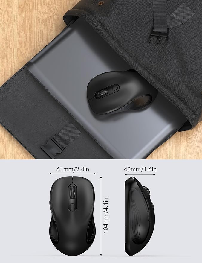 Trueque Wireless Mouse, 2.4GHz Ergonomic Mouse for Laptop & PC, Silent Portable Computer Mice with Back & Forward Buttons, USB-C Adapter for Windows/Mac, M01 (Black)