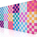 iCasso Desk Matt for Desktop, Cute Desk Pad Mat, XXL Large Mouse Pad, Anti-Slip Big Mousepad with Stitched Edges, Keyboard Pad Mouse Mat for Computer(Colour Checkered)