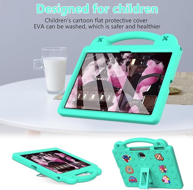 AKABEILA Compatible with Honor Pad 9 2023 12.1 inch Tablet Case, Kids Friendly Universal Lightweight Shockproof Protective Case with Shoulder Strap & Stand Handle Mint Green