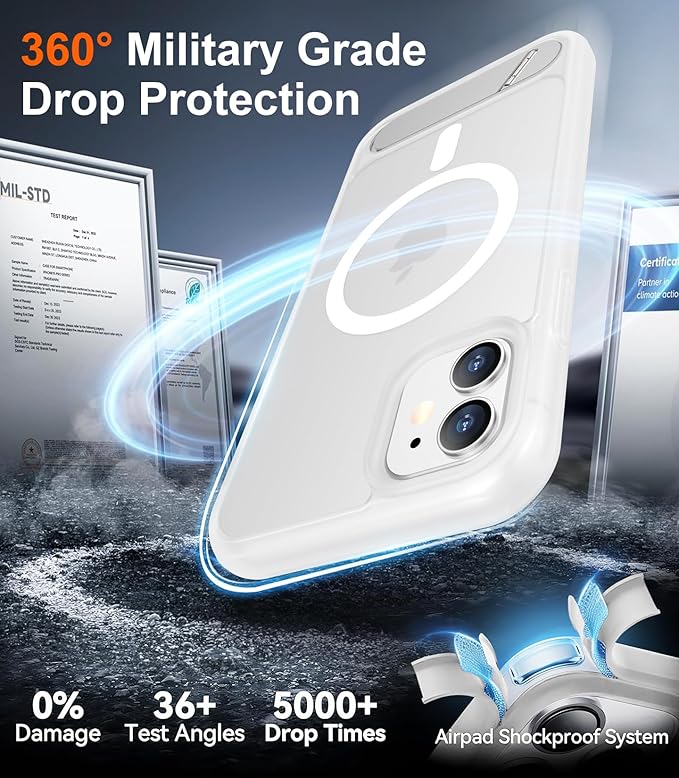 Magnetic Compatible with iPhone 11 Phone Case, [Built-in Invisible Kickstand][Compatible with MagSafe] [Military Grade Shockproof] Slim Translucent Matte Phone Case for iPhone 11 6.1"