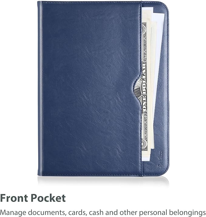 ProCase for iPad mini 7th (A17 Pro) 2024/iPad Mini 6th Generation 2021 8.3 Inch Case; Premium PU Leather Folio Business Stand Cover with Hand Strap; Pencil Holder; Front Pocket -Navy