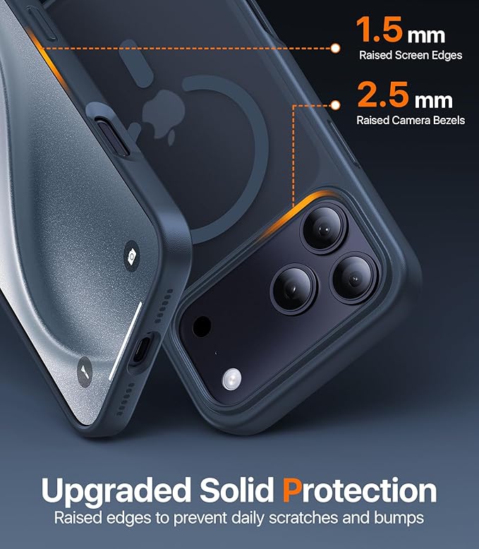 Magnetic for iPhone 17 Pro Case,[Anti-Slip][Compatible with MagSafe][Military Grade Drop Protection] Shockproof Protective Translucent Matte Phone Case for iPhone 17 Pro Case,Midnight Blue