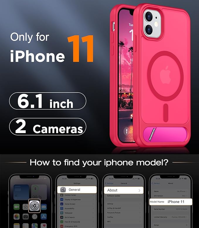 Magnetic Compatible with iPhone 11 Phone Case, [Built-in Invisible Kickstand][Compatible with MagSafe] [Military Grade Shockproof] Slim Translucent Matte Phone Case for iPhone 11 6.1"