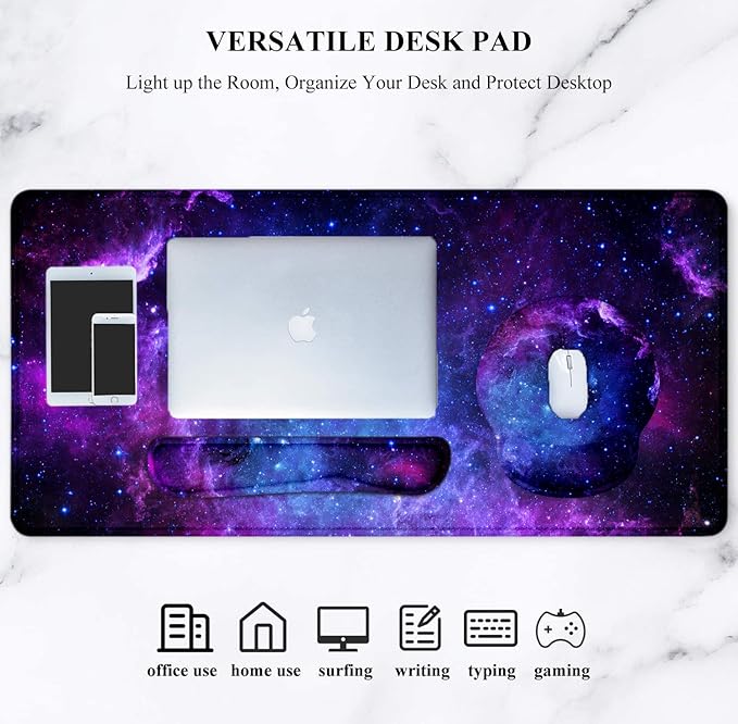 LATEEFAH Mouse Pad with Wrist Rest, Large Mouse Pad, Ergonomic Gaming Desk Pad Keyboard Wrist Rest Set, 4-in-1 Desk Mat Keyboard Mat for Home, Office