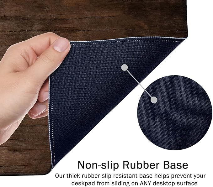 SSOIU Extended Gaming Mouse Pad (35.5x15.7 in), Large Non-Slip Rubber Base Mousepad with Stitched Edges, Waterproof Keyboard Mouse Mat Desk Pad for Work, Game, Office, Home - Texture of Bark Wood