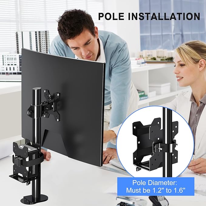 suptek Thin Client Mount Bracket Adjustable Mini PC Mount Bracket,CPU VESA Under Desk and Monitor Arm Computer Holder, Black, ZJJ002