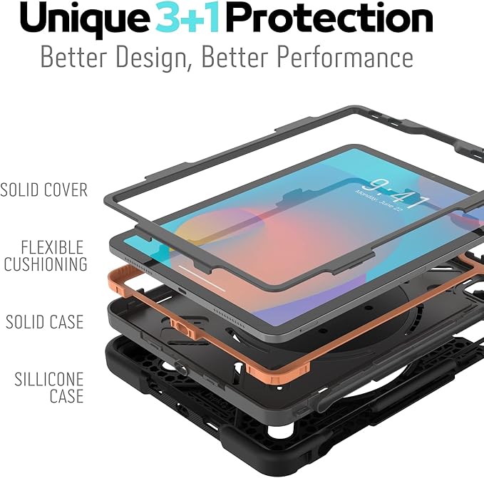 Triple Shockproof Case for iPad Air 5th/4th Generation 10.9 inch 2022/2020 and iPad Pro 11 Case 2022 2021 2020 2018 Gen, Kids Boy Girl Cover with Kickstand & Shoulder Strap (Black)
