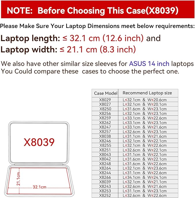 Smatree Hard EVA Protective Sleeve Compatible for 14 inch ASUS Chromebook CX1405, for 14 inch ExpertBook B9 OLED/P1, for Vivobook 14 Case (X8039)