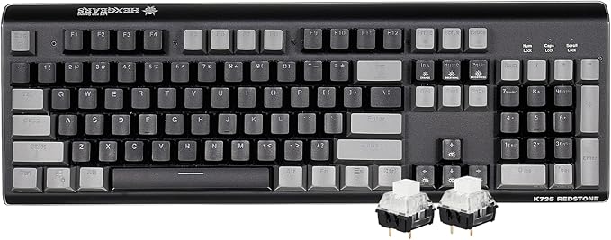 Hexgears GK735 Wired Full Size Mechanical Keyboard, Aluminum Housing Built for Gamers w/Kailh Box White Switch, White Backlit + Surrounded by RGB Light Strip, 104 Keys Gaming Keyboard for PC/Mac