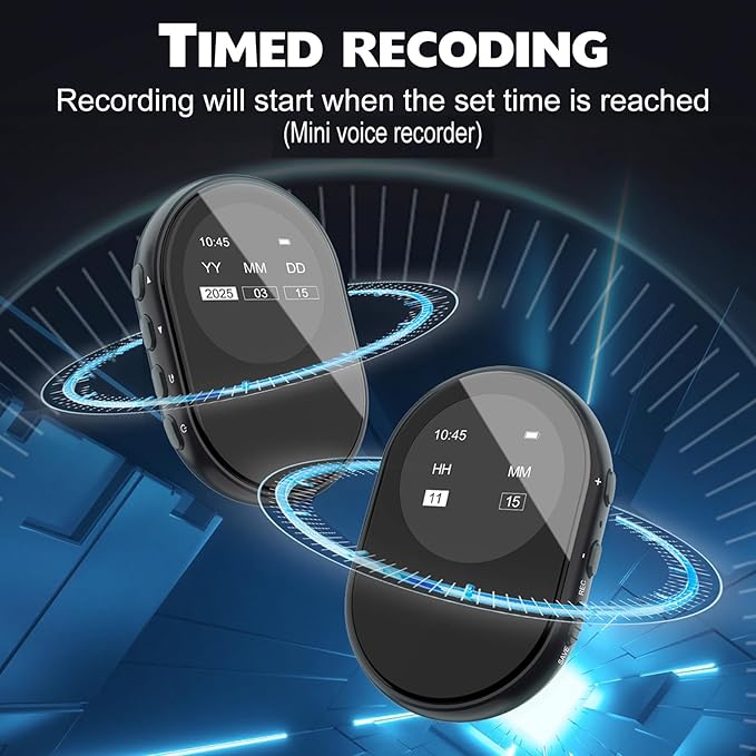 128GB small‌ Voice Recorder,Voice-activated recording,with playback and password management,AI noise and Scheduled recording,reduction Portable recording device,for meetings/lectures/classroom,MP3