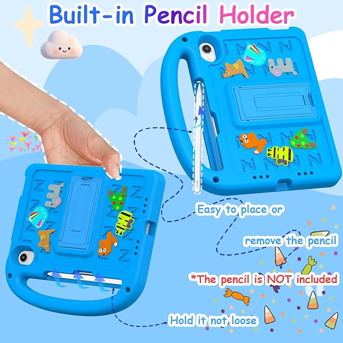 Kids Case for iPad mini 7(A17 Pro) 2024/iPad Mini 6 2021 8.3 Inch, with Built-in Pencil Holder/Anti-Slip Handle/Foldable Stand, Shockproof Protective iPad mini 7th/6th Generation Case 8.3 Inch