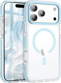 BENTOBEN Magnetic for iPhone 17 Pro 6.3" Case, Compatible with Magsafe Military Shockproof Protective Bumper Cute Transparent Slim Anti-Yellowing Phone Case for iPhone 17 Pro Cover, Clear Blue