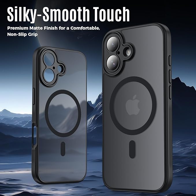 Symcele Designed for iPhone 17 Case, Compatible with MagSafe, [Camera Protection] [15FT Military Droptection] Shockproof Translucent Matte Anti-Slip Phone Case, 6.3", Black