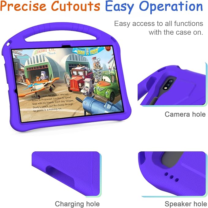 Kids Case for Samsung Galaxy Tab S10+/S9+/S8+/S7 FE/S7+/S9 FE+ 12.4", Techcircle Light Weight Shock Proof EVA Foam Handle Rugged Stand Protective Case for Galaxy Tab S9 FE Plus/S10 Plus 2024, Purple