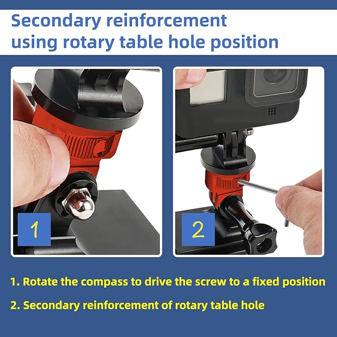2PC Camera Tripod Mount for Gopro Adapter, 360° Adjustment 1/4-20 Screw Conversion Adapter for GoPro Hero10, Insta360 ONE X3, X2, Go 3, Xiaomi Yi and Other Action Cameras (red)