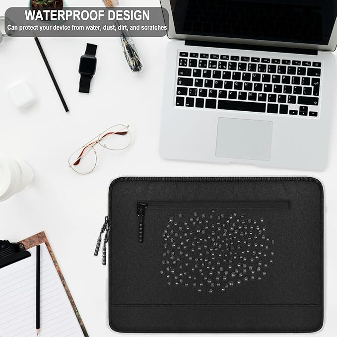 Laptop Sleeve 14 inch, Shockproof Protective Computer Case with Front Pocket, Water Resistant Durable Traveling Laptop Carrying Bag Compatible for MacBook Air/Pro, HP, Dell, Lenovo, Acer, Black
