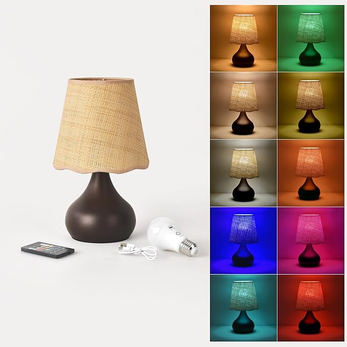 Cordless Table Lamp Rechargeable,Oil Rubbed Bronze Mini Cute Table Lamp for Nightstand, Battery Operated Small Table Lamp for Small Spaces for Kitchen Counter, Bookshelf, Bedside, Bedroom, Living Room
