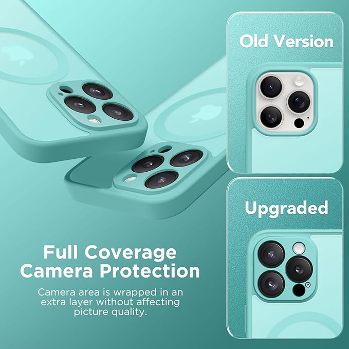 CAPRARO Magnetic Compatible with iPhone 16 Pro Case, Upgraded [Full Camera Protection] [Compatible with MagSafe] Protective Translucent Matte Women Girl Phone Case Cover, Smoky Blue