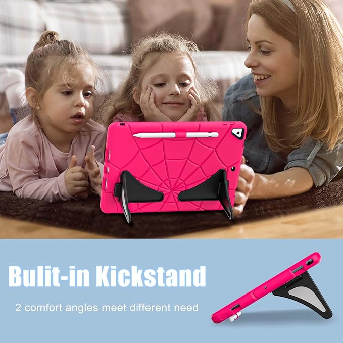 AKABEILA Compatible with Apple iPad Pro 11 inch(2018)/Apple Air 4 10.9(2020)/Air 5 10.9(2022)/Air 6 M2 (2024)/Air 7 M3 (2025) Tablet Case，Cover with Kickstand for Kids Children Boys Strawberry Black