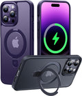 CASEKOO Designed Case for 14 Pro Max with Magnetic Invisible Stand [Military Drop Protection] [Compatible with MagSafe] Shockproof Slim Translucent Matte Promax Case 6.7 Inch, Purple