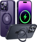 CASEKOO Designed for 14 Pro Case with Magnetic Invisible Stand [Military Drop Protection] [Compatible with MagSafe] Shockproof Slim Matte Translucent Pro Case 6.1 Inch, Purple