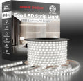 Shine Decor LED Strip Light Easy Connectable, 6000K Cool White Cold Resist Weatherproof Plug-in for Indoor Outdoor, 101 LM/FT Dimmable Bright Eco Rope Lighting 98FT, 120V Whole Set ETL Listed