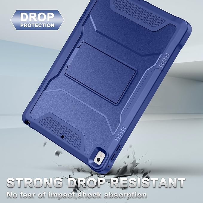 Soke Case for iPad 6th/5th Generation 9.7 Inch 2018/2017,with Built-in Screen Protector and Kickstand, Rugged Full-Body Heavy Duty Protective Cover for Apple iPad Air 2 /Pro 9.7 - Navy