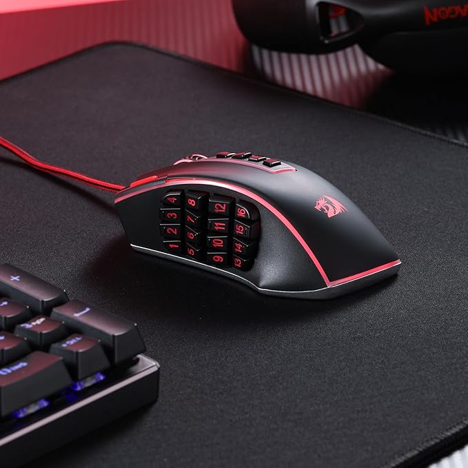 Redragon M990 MMO Gaming Mouse, 32000 DPI High Precision Wired RGB Gamer Mouse w/23 Programmable Buttons, 16 Side Macro Keys, Software Supports, Aluminum Base