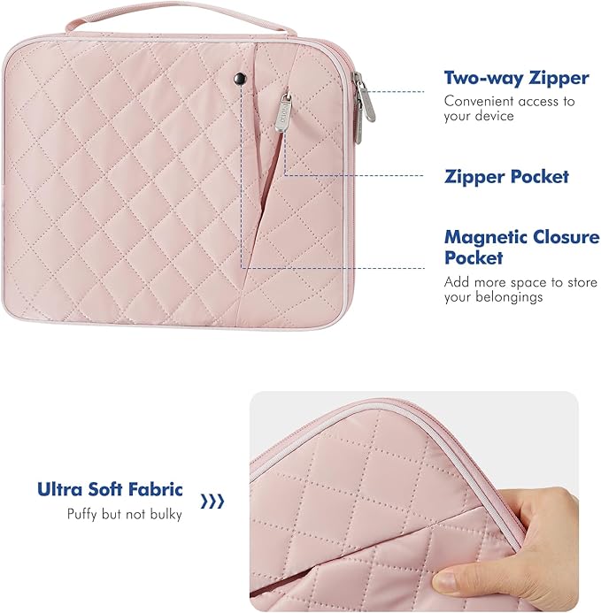 MoKo 9-11 Inch Tablet Sleeve Carrying Case with Handle, Padded Protective Travel Bag for New 11 inch iPad Air M4 2026, iPad A16, i-Pad Pro 11 M5, i-Pad 10./Air 5/4. Gen10.9, Tab S9/S8 11, Light Pink