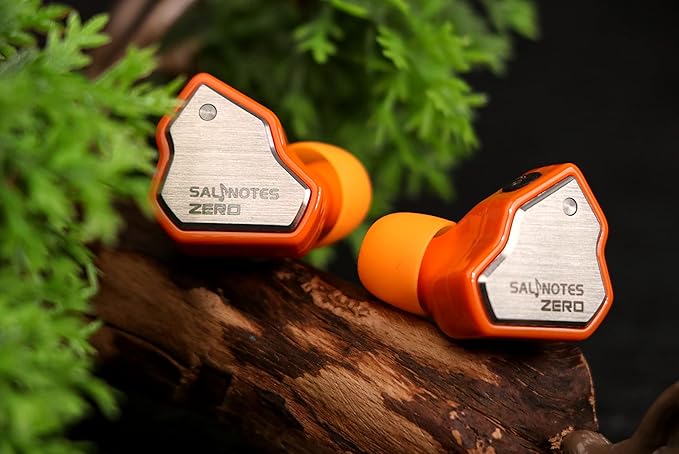 Linsoul 7Hz Salnotes Zero HiFi 10mm Dynamic Driver in-Ear Earphone IEM with Metal Composite Diaphragm Stainless Steel Faceplate Detachable 2Pin OFC Cable (Orange, with Mic, 3.5mm)