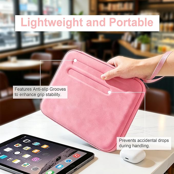 Lacdo iPad Mini 7 Sleeve, iPad Mini Case Bag, Tablet Sleeve Case for iPad Mini 7 (A17 Pro), iPad mini 6 5 4 3 2, Samsung Galaxy Tab A7 Lite/Tab A9 8.7" Hard Shell Protective Tablet Carrying Case, Pink